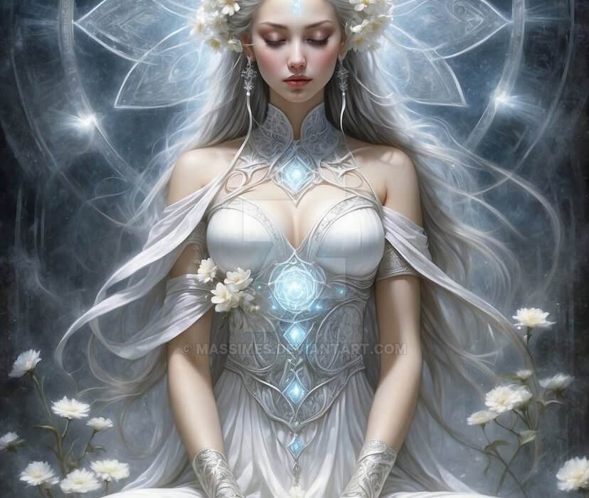 Meditating Goddess of light sacred geometry par Massimes